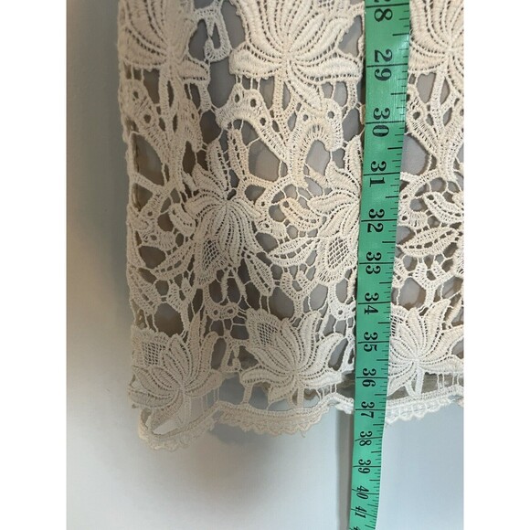 Ann Taylor Cream Lace Overlay Sheath Dress Sleeveless Gray Lining Size 6 Classic - Picture 2 of 7